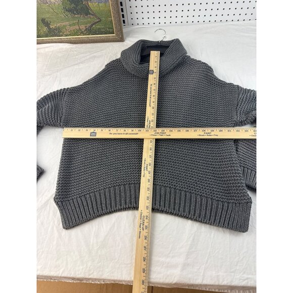 Zara Women’s Gray Ribbed Knit Sweater M Slouchy Oversized Pullover - Picture 7 of 7